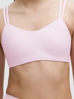 Lululemon Like a Cloud Ribbed Pink Dbl Strap All DayLight Support Comfy Yoga 12